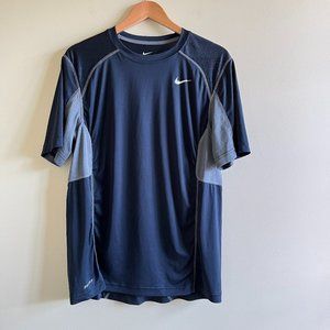 Nike DRI-FIT Athletic Crewneck T-Shirt Navy Blue Mens LShortTop   for sneaks